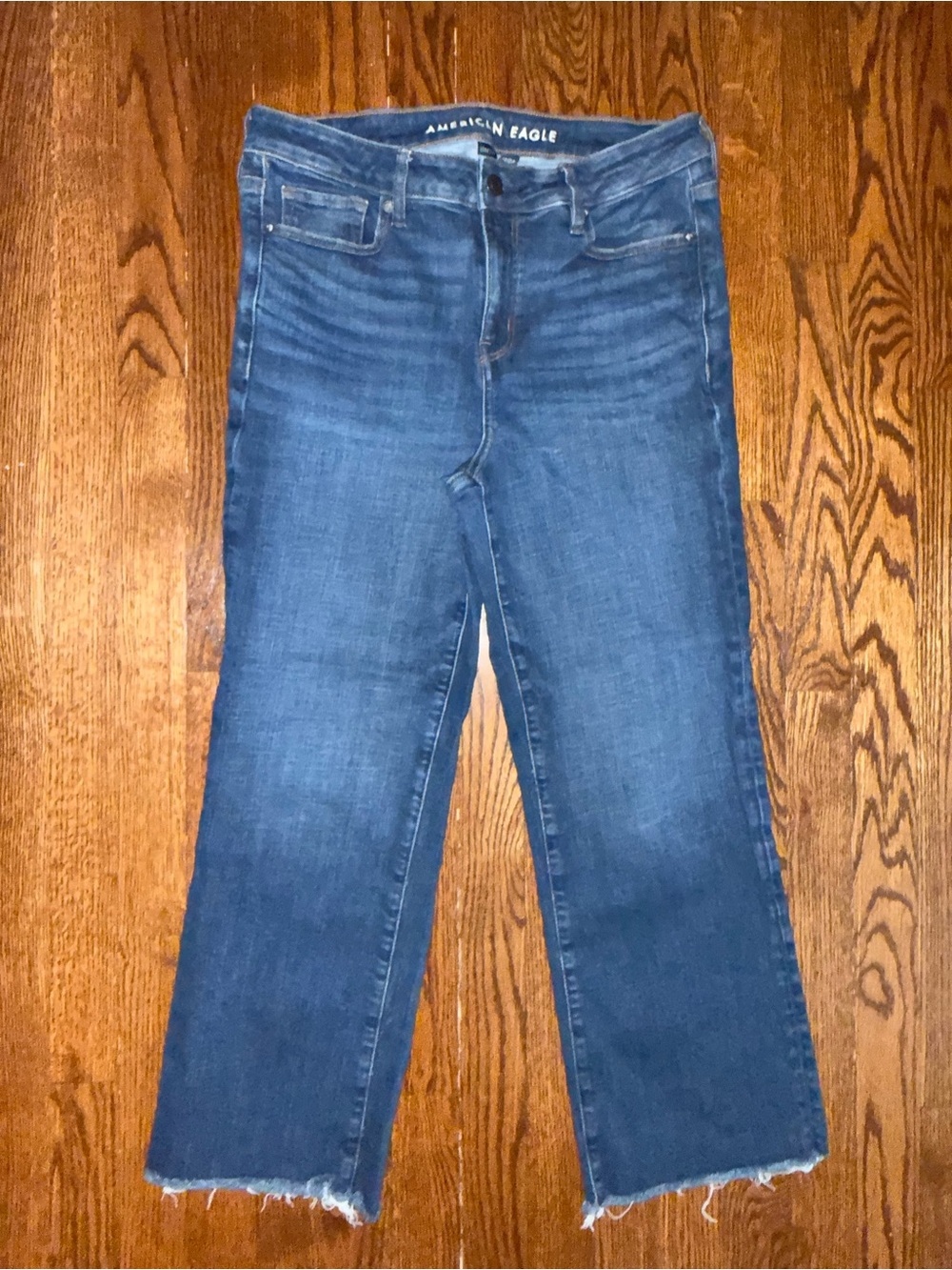 American Eagle Outfitters Dark Blue Cropped Straight Jeans